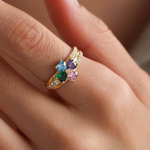 Family Birthstone Ring, Birthstone Ring for Mom, Birthstone Jewelry, Personalized Ring, Personalized Gifts for Mom , Christmas Gift