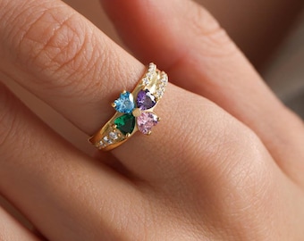 Family Birthstone Ring, Birthstone Ring for Mom, Birthstone Jewelry, Personalized Ring, Personalized Gifts for Mom , Christmas Gift
