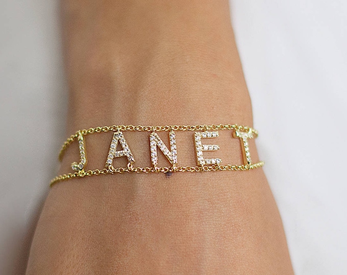 Name Bracelet - Gold Name Bracelet -  Name jewerlry  - Gold Name Bracelet - Personalized Jewelry - Personalized Gift - Mothers day gift