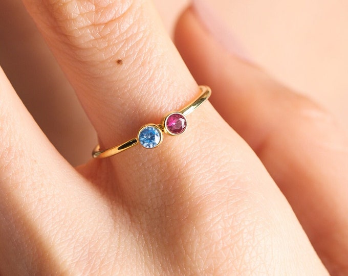 14k Gold Birthstone Ring , Family Birthstone Ring ,Personalized Ring , Mothers Gift, Personalized Gifts ,Rings for Women , Gift for her