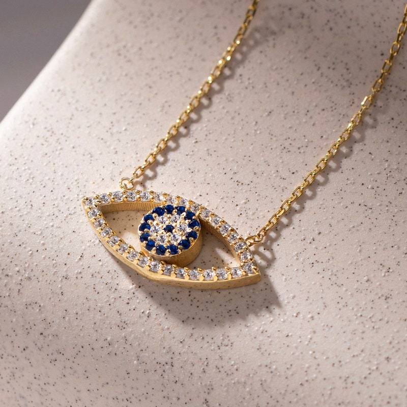 Gold Evil Eye Sterling Silver Charm plated in 14K Gold