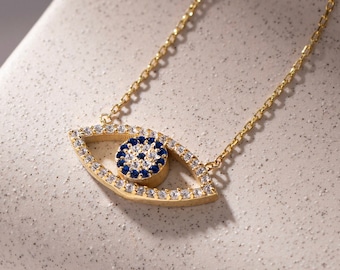 14k gold  Evil Eye Necklace, Gold Evil Eye Necklace, Minimalist Necklace, Evil Eye Charm, Gift For Her, Birthday Gift, Christmas Gifts