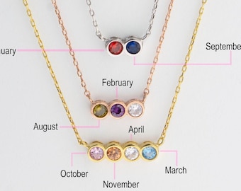 Family Birthstones Necklace , Personalized Birthstone Necklace, Mothers Necklace, Birthstone Gifts , Personalized Necklace, Christmas Gift