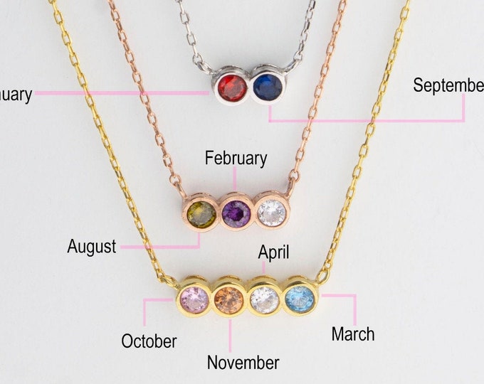 Family Birthstone Necklace , Children birthstone necklace , Mothers Necklace, Birthstone Gifts, Personalized Gifts, Mother's Gift