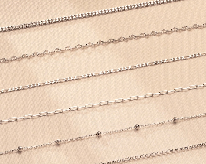 925 Sterling Silver Chain Necklace , Figaro Chain, Paperclip Chain , Cable Chain , Twist Chain , Curb Chain Necklace , Chain supply, Jewelry