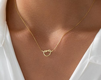 Handmade Love Knot Necklace, Gold Filled Romantic Infinity Knot Pendant, Gift for Her, Valentine’s Day Gifts, Anniversary, Wedding Jewelry