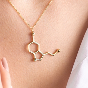 Personalized Serotonin Necklace,Molecule Necklace ,Silver Molecule Necklace ,Gold Serotonin Necklace , Science Jewelry,Gift for her