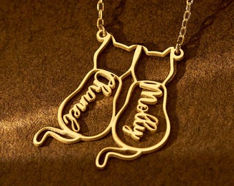 Cat Name Necklace, Cat Lover Necklace, Minimalist Necklace, Personalized Cat Necklace, Cat Memorial Gift, Cat Lovers Gift, Cats Family