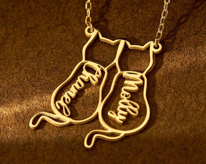 Cat Name Necklace, Cat Lover Necklace, Minimalist Necklace, Personalized Cat Necklace, Cat Memorial Gift, Cat Lovers Gift, Cats Family