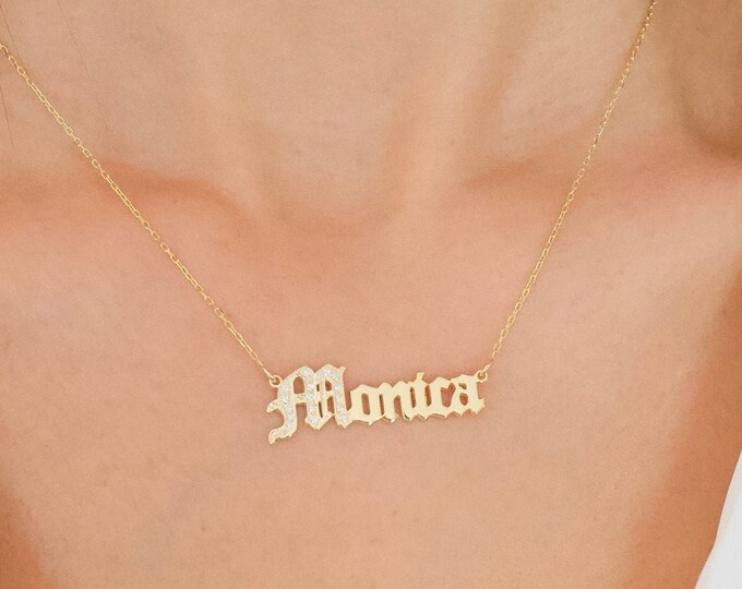 14k solid gold Name necklace , Mini Name Necklace , Name Necklace  , Personalized Jewelry ,Handmade Jewelry,Christmas Gift, Blackfirday sale