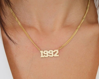Gold Name Necklace , Date Necklace ,Personalized gift , Personalized Necklace , Birth Year Necklace , Christmas Gifts , Black Friday Sale