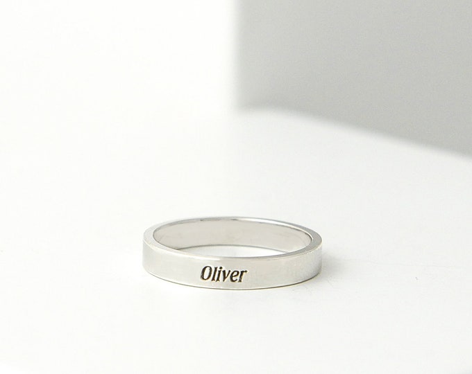 Dainty Name Ring - Custom Delicate Stacking Ring - Personalized Gift for New Mom - Baby Shower Gift - Name Ring • Baby Name Ring - Gifts