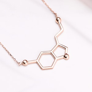 Gold Serotonin Necklace,Molecule Necklace ,Silver Molecule Necklace ,Valentines day gift , Science Jewelry,Gift for her , Gift for mom