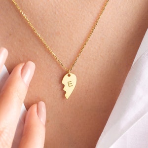 Half Broken Heart Necklace ,Gold Heart Necklace , Valentines Day Gifts For Her ,Couple Necklace Set,Valentine's day gift ,gift for her image 1