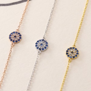 14k Solid Gold Evil Eye Bracelet ,Tiny Evil Eye Bracelet ,Protection Bracelet ,Gift for her ,Mother bracelet ,Mothers day gift ,Gift for mom