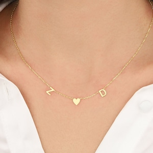 Collier initial en or massif 14 carats, collier personnalisé, cadeaux personnalisés, collier prénom, cadeaux pour elle, cadeau de fête des mères