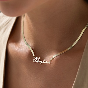 Snake Chain Name Necklace, 14K Gold Name Necklace, Personalized Name Necklace, Birthday Gift for Her, Summer Necklace , Personalized Jewelry