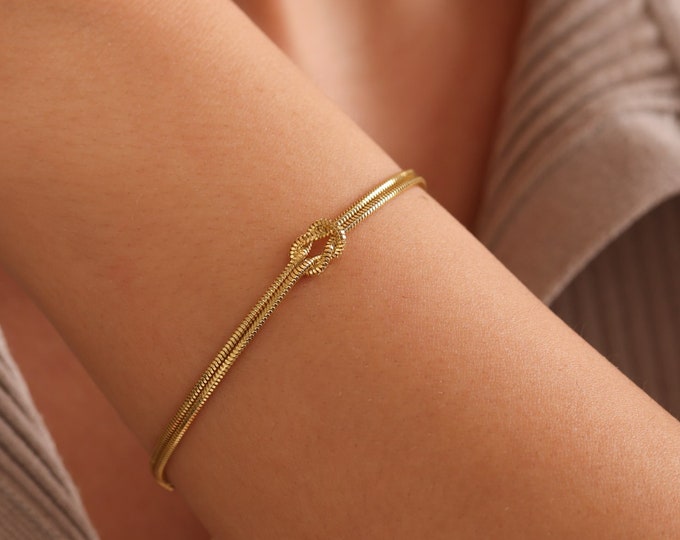 Love Knot Couples Bracelet, 925k Silver Infinite Robe Knot Couples Bracelet Set, Dainty Bracelet Set for Couples, Valentines Day Gifts