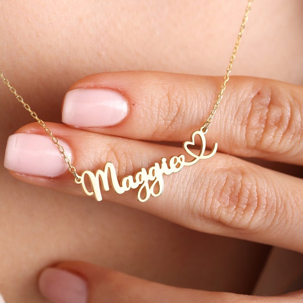 14k solid gold Name necklace , Mini Name Necklace , Name Necklace  , Personalized Jewelry , Handmade Jewelry ,Christmas gift , Gift for her