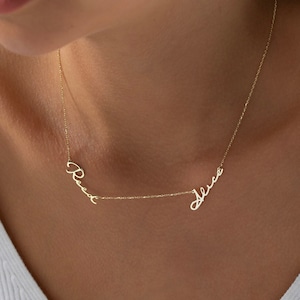 Collar de dos nombres, collar de nombre de pareja, collar de nombres de niños, collar de mamá, collar de nombre de niños, joyería hecha a mano, ideas de regalos de Navidad