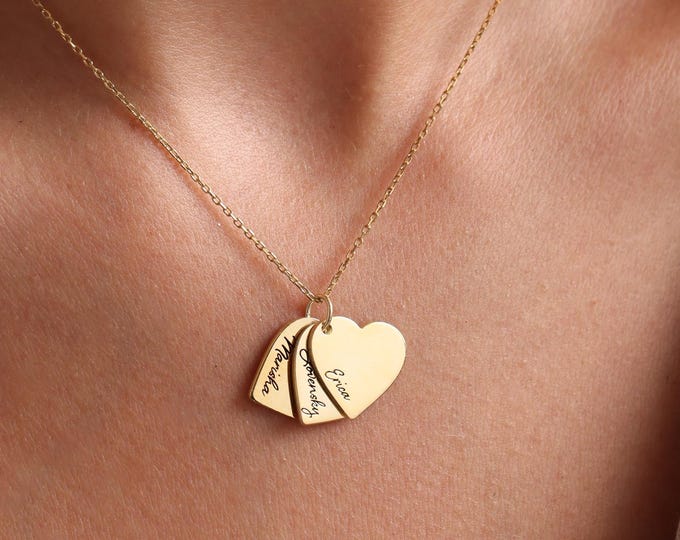 Personalized Heart Name Necklace , Personalized Family Necklace , Mothers Day Gift, Gift for mom, Grandma Necklace, Multiple Names Necklace