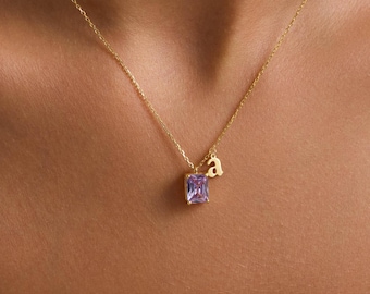 Dainty initial Necklace Gold, Gold Personalized initial necklace, Letter necklace, Birthstone Necklace, Christmas Gift
