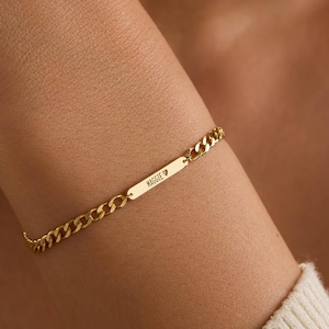 Sierlijke gegraveerde staafarmband, naamarmband, kerstcadeau, gegraveerde naamarmband, staafarmband, cadeau voor haar, gepersonaliseerde staafarmband