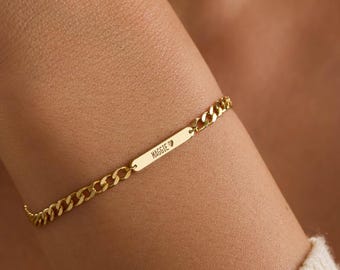 Dainty Engraved Bar Bracelet, Name bracelet, Christmas Gift, Engraved Name Bracelet, Bar Bracelet, Gift for Her, Personalized Bar Bracelet