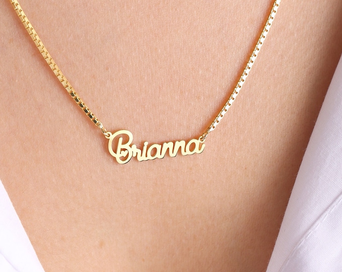 Personalized Name Necklace , Gold Name Necklace, 14k Solid gold name necklace,Personalized Gift for her  ,Gift for mother, Bridesmaids Gifts