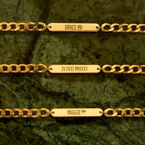 Mini gegraveerde staafarmband met kinketting, kerstcadeau, aangepaste gegraveerde naamarmband, cadeau voor haar, gepersonaliseerde staafarmband