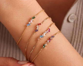 Baguette Birthstone Bracelet , Birthstone Jewelry , Birthday Gift, Birthstone Bracelet for Women, Mothers Day gift , Personalized Bracelet