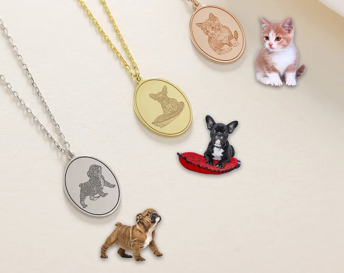 Personalized Pet Necklace for Dog Cat Mom , Your Pet Photo Necklace , Pet Lover Gift , Dog Remembrance Pet Loss Gift  , Christmas Gift