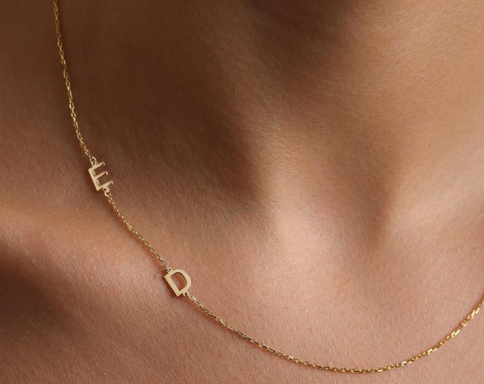 14k gold Initial Necklace , Initial Necklace , Personalized Jewelry , Personalized Gifts , Mother's day gifts, Necklace for mother