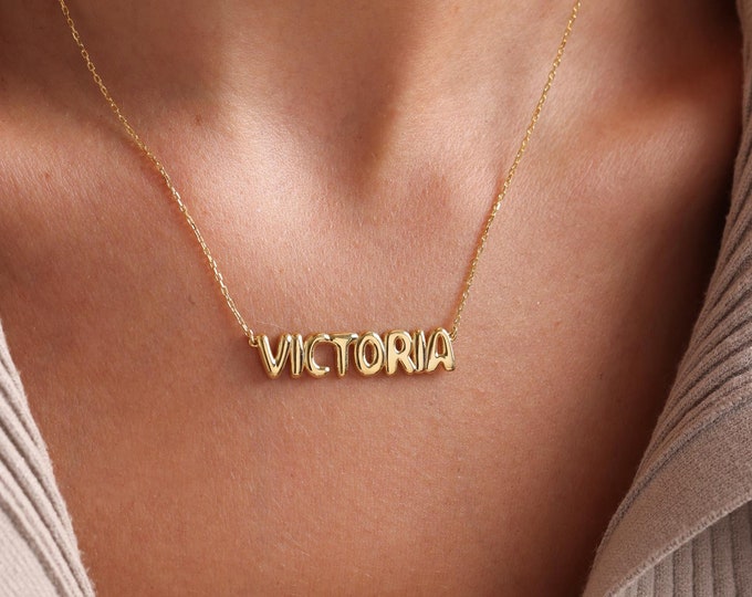 Bubble name necklace, Bubble letter Necklace, Personalized Name Necklace, Balloon Letter necklace , Name necklace, Balloon name necklace