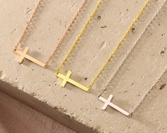 14k solid gold Cross necklace ,  Gold cross necklace , Cross necklace for women , 14k gold cross necklace ,Christmas gift , Baptism gift