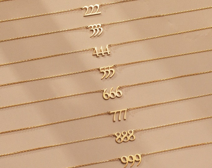 Angel Number Necklace, 111, 222, 333, 444, 555, 666, 777, 888 999 , Lucky Number Necklace , Number Necklace, Mothers Day Gift , Gift for her