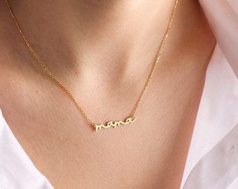 14K Gold Plated & Rose Gold \u2022 Mom Necklace \u2022 Perfect Gift for Step  EXPECTING Mom \u2022 Dainty MAMA NECKLACE Handmade  in 925 Sterling Silver