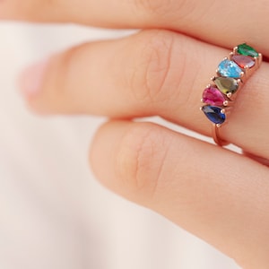 Family Birthstone Rings, Drop Stone Ring, Personalized Dainty Rings , Birthstone Ring for Mom, Personalized Jewelry , Personalized Ring