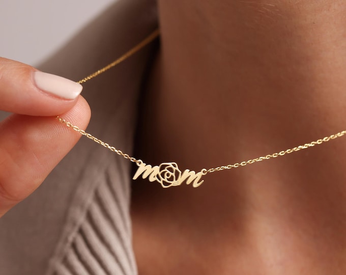 Birthflower Mom Necklace, Personalized Mother Necklace, Birth Flower Jewelry, Personalized Gifts, Mothers Day Gifts, Flower Mom necklace