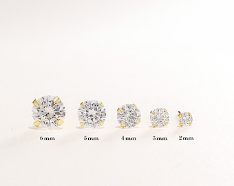 Diamond Stud Earring, CZ stones Stud Earrings, Minimalist Earrings, CZ Stud Earrings, Round Diamond Solitaire Stud, Christmas Gifts