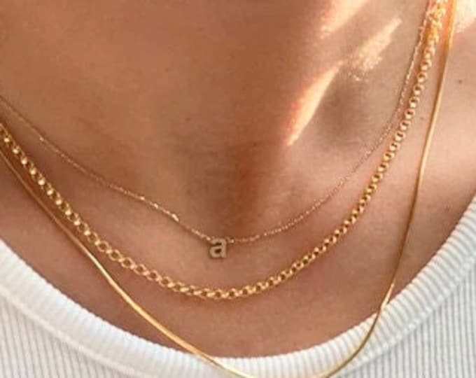 14k solid gold lowercase Initial Necklace , Personalize Necklace, Bridesmaid Gift ,Personalized Gifts , Christmas gift , Black Friday sale