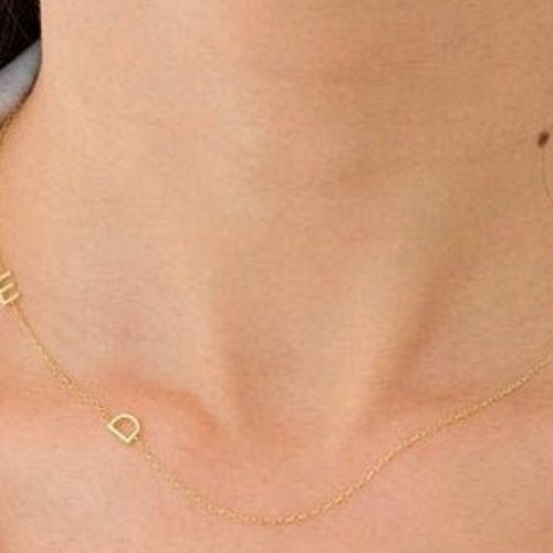 14k Gold Initial Necklace Initial 