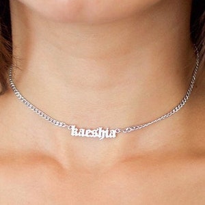 Choker Name Necklace - Gold Name Necklace ,  Name necklace , Name Choker    , Personalized Jewelry , Gift for her , Mother days gift