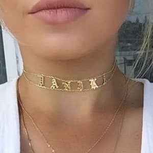 Choker Name Necklace - Gold Name Choker -  Name necklace  - Name Choker - Personalized Jewelry - Personalized Choker - mother day jewelry