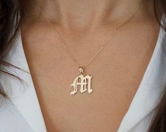 Old English inital Necklace - Gothic İnitial Necklace  - Old English Necklace , initial necklace , Personalized Gifts , Black Friday Sale