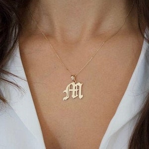 Old English inital Necklace - Gothic İnitial Necklace  - Old English Necklace , initial necklace , Personalized Gifts , Black Friday Sale