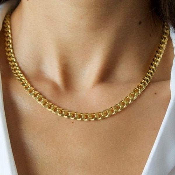 Curb Chain Necklace - 925k sterling silver Chain Choker - Gold Curb Chain Necklace - Curb Chain Necklace - Curb Chain Choker