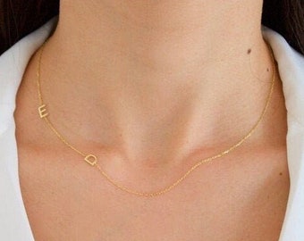 14k massief gouden eerste ketting, eerste ketting, gepersonaliseerde sieraden, gepersonaliseerde geschenken, briefketting, cadeaus voor haar, Moederdagcadeau