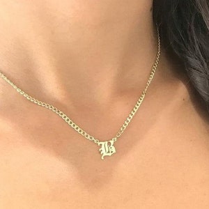 Old English Initial Necklace - Dainty initial Necklace  - Personalized Necklace - Gothic initial necklace - mother day jewelry , gift
