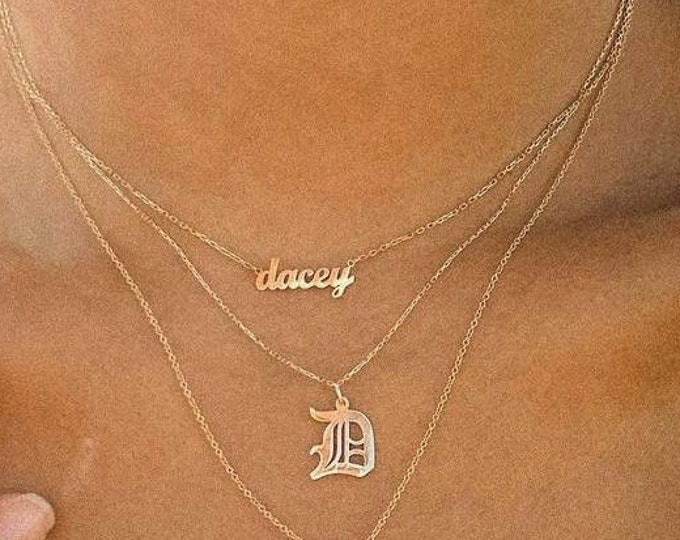 14k solid gold Name necklace ,Mini Name Necklace ,Gold Name Necklace ,Personalized Jewelry ,Personalized Gifts for her , Mothers Day Gifts